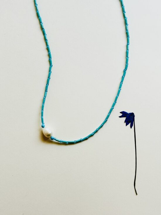 The morning sea necklace with pearl & turquoise