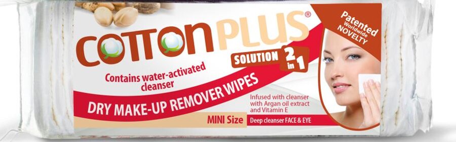 Cotton wipes infused with Argan oil extract and Vitamin E